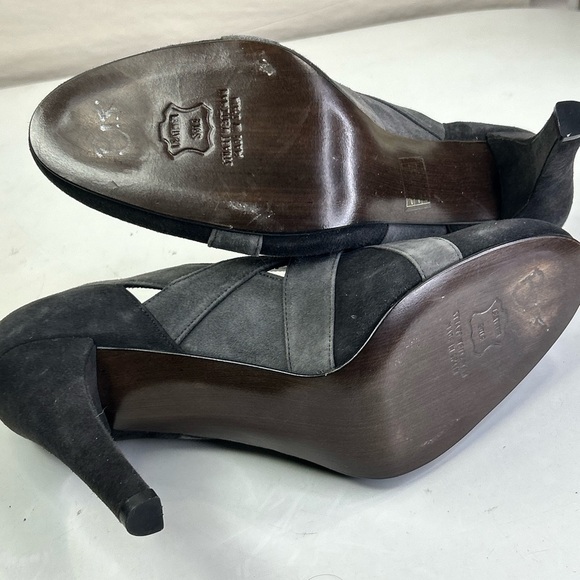Stuart Weitzman Gray Black Mingle Suede Cutout Pumps Womens Size 9.5 heels 4.5" - Picture 7 of 11